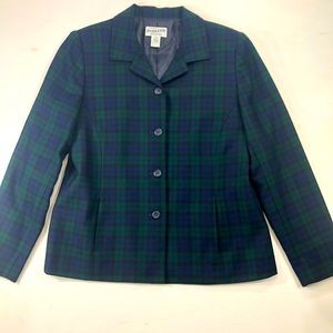 Pendleton green/blue plaid blazer jacket sz 12